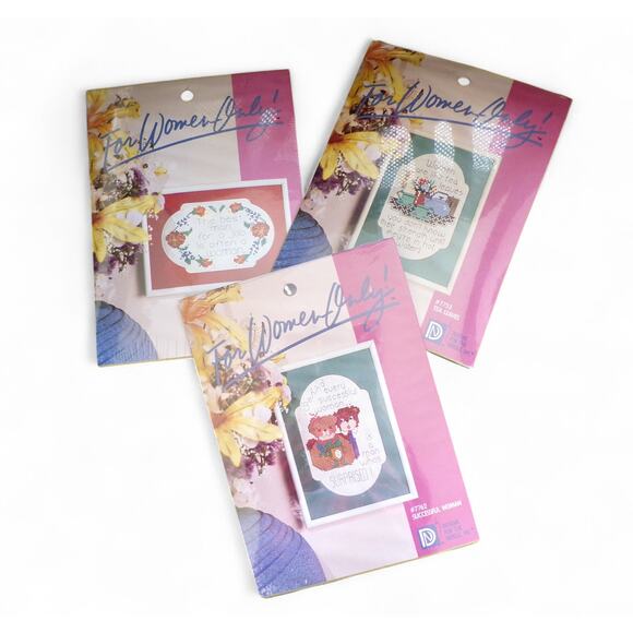 (3) Cross Stitch Kits "For Women Only" 1988 NOT PC Fun Design #7762 #7764 #7753 - Picture 1 of 5